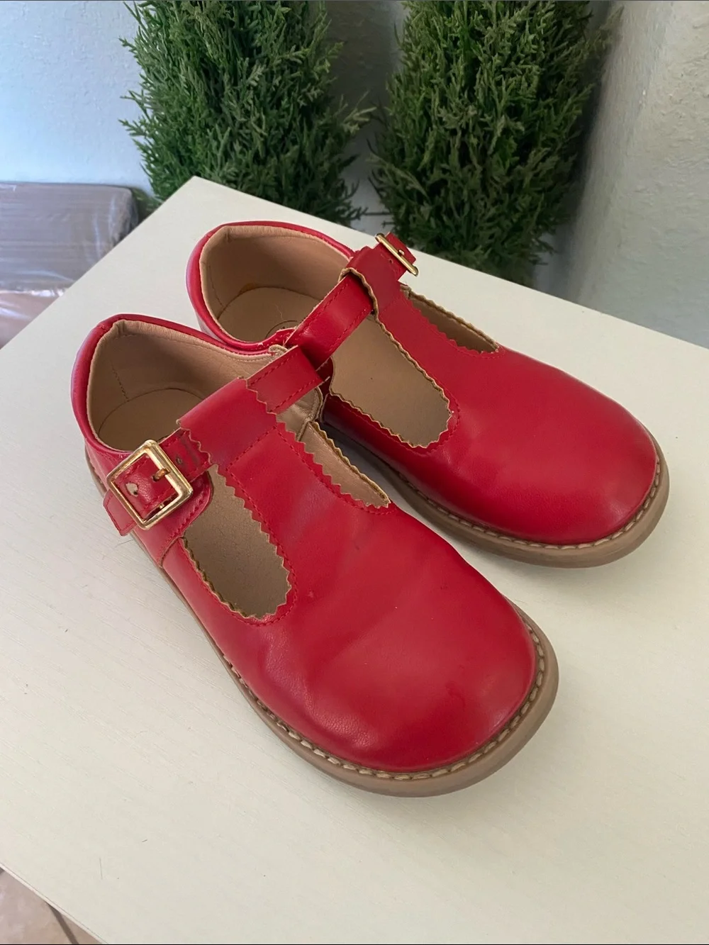 Sweethoneu Red Girls' Mary Jane Shoes with Buckle -